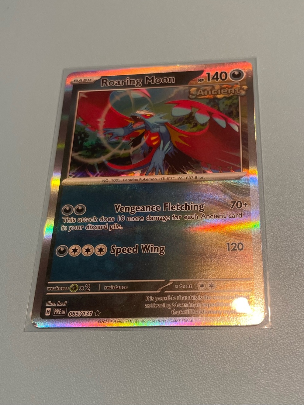Roaring Moon Holofoil Trading Card - Red/Silver